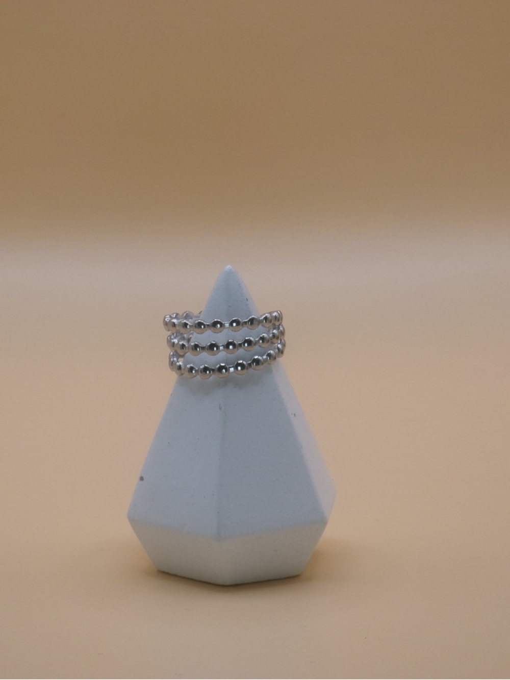 🌵Adjustable Silvery Triple Bead Stack Ring